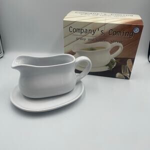 Company's Coming NEW White Gravy Bowl & Saucer Set in Box